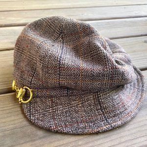 Brown Plaid Old Country Road Brand Fancy Style Newsboys Cadet Hat Cap Fitted
